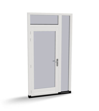 Houten deur met bovenlicht en zijlicht, buitendraaiend