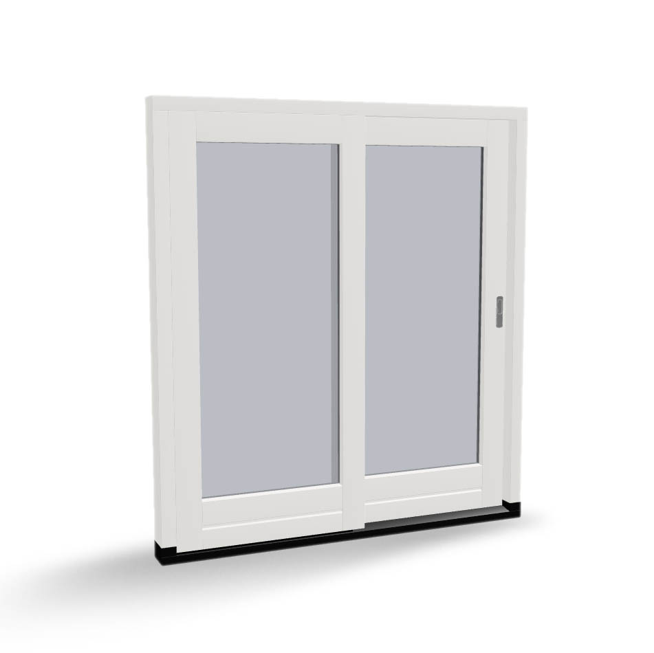 Houten schuifpui, 1 vaste deur, 1 schuivende deur