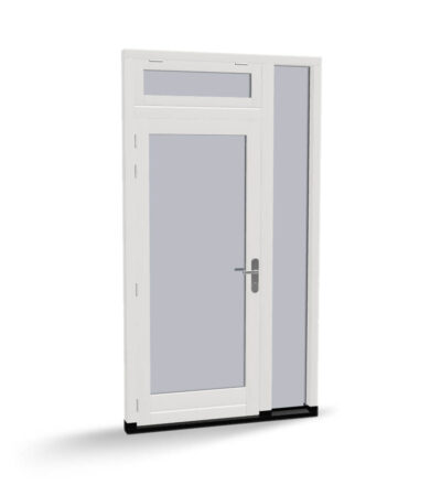 Houten deur met zijlicht en uitzetraam, buitendraaiend