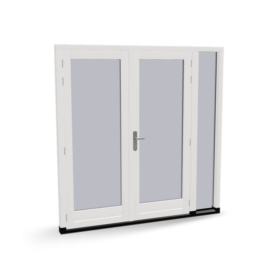 Houten dubbele deuren met zijlicht, buitendraaiend