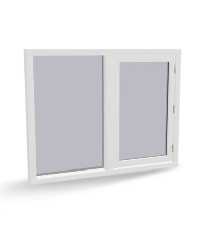 Houten raamkozijn met draairaam en vast glas, 2 vaks