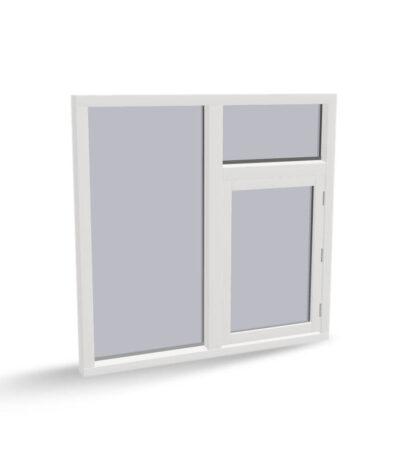 Houten raamkozijn met draairaam, vast raam en bovenlicht