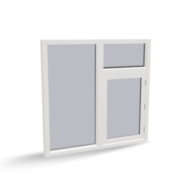 Houten raamkozijn met draairaam, vast raam en bovenlicht