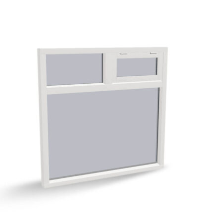 Houten raamkozijn met vast glas, uitzetraam en bovenlicht, 3 vaks