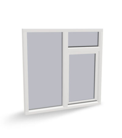 Houten draaikiepraam met vast glas boven en links of rechts, binnendraaiend