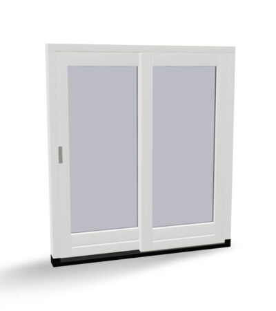 Houten schuifpui, 1 vaste deur, 1 schuivende deur