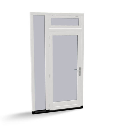 Houten deur met zijlicht en uitzetraam, buitendraaiend