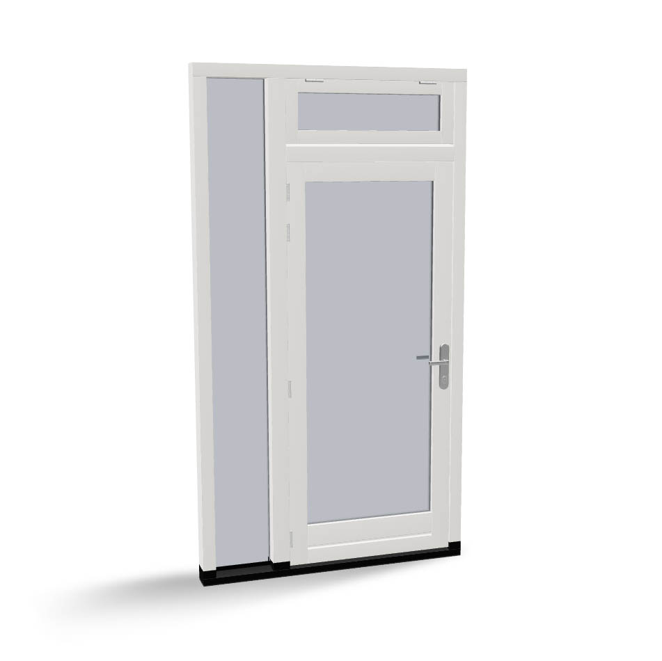 Houten deur met zijlicht en uitzetraam, buitendraaiend