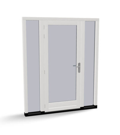 Houten deur met 2 zijlichten, buitendraaiend