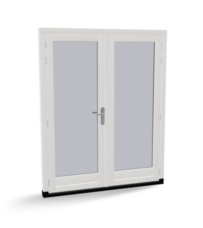 Houten dubbele deuren met kozijn, buitendraaiend