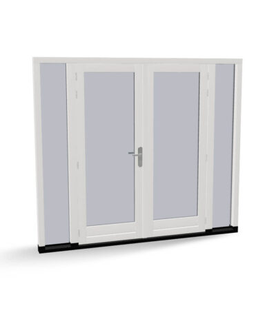 Houten dubbele deuren met 2 zijlichten, buitendraaiend