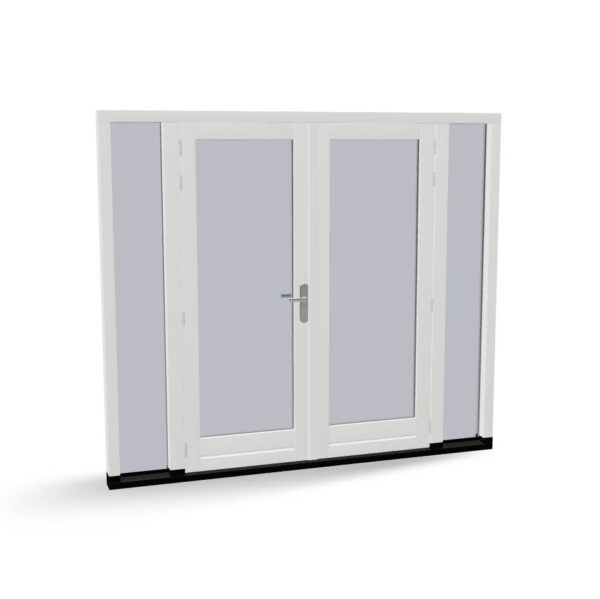 Houten dubbele deuren met 2 zijlichten, buitendraaiend