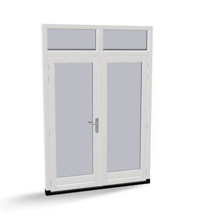 Houten dubbele deuren met 2 bovenlichten, buitendraaiend