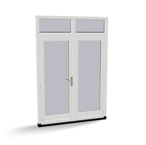 Houten dubbele deuren met 2 bovenlichten, buitendraaiend