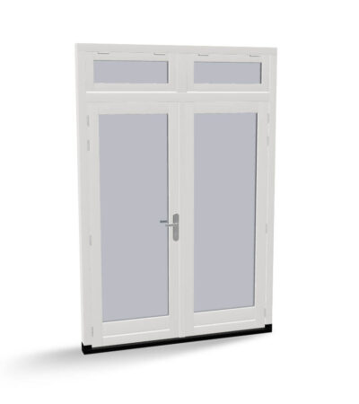 Houten dubbele deuren met 2 uitzetramen, buitendraaiend