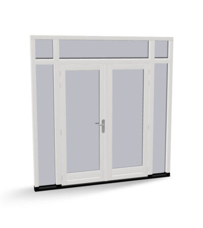 Houten dubbele deuren met 2 zijlichten en 3 bovenlichten