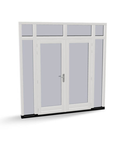 Houten dubbele deuren met 2 zijlichten en 4 bovenlichten