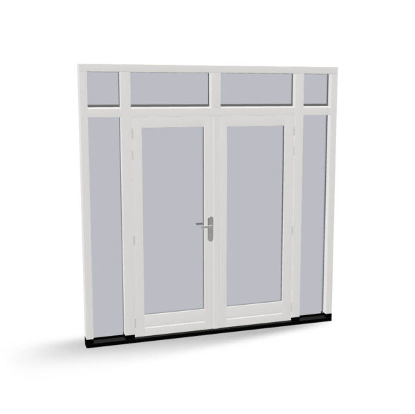 Houten dubbele deuren met 2 zijlichten en 4 bovenlichten