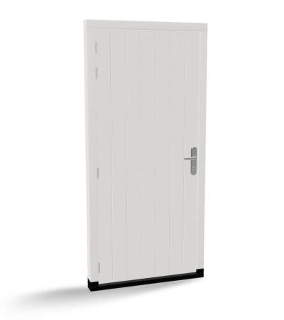 Houten dichte plaatdeur met groeven en kozijn