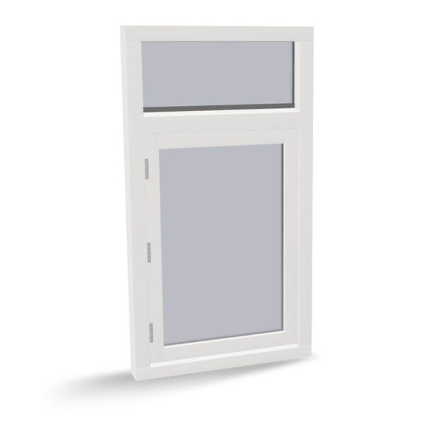 Houten raamkozijn met draairaam en bovenlicht, 2-vaks