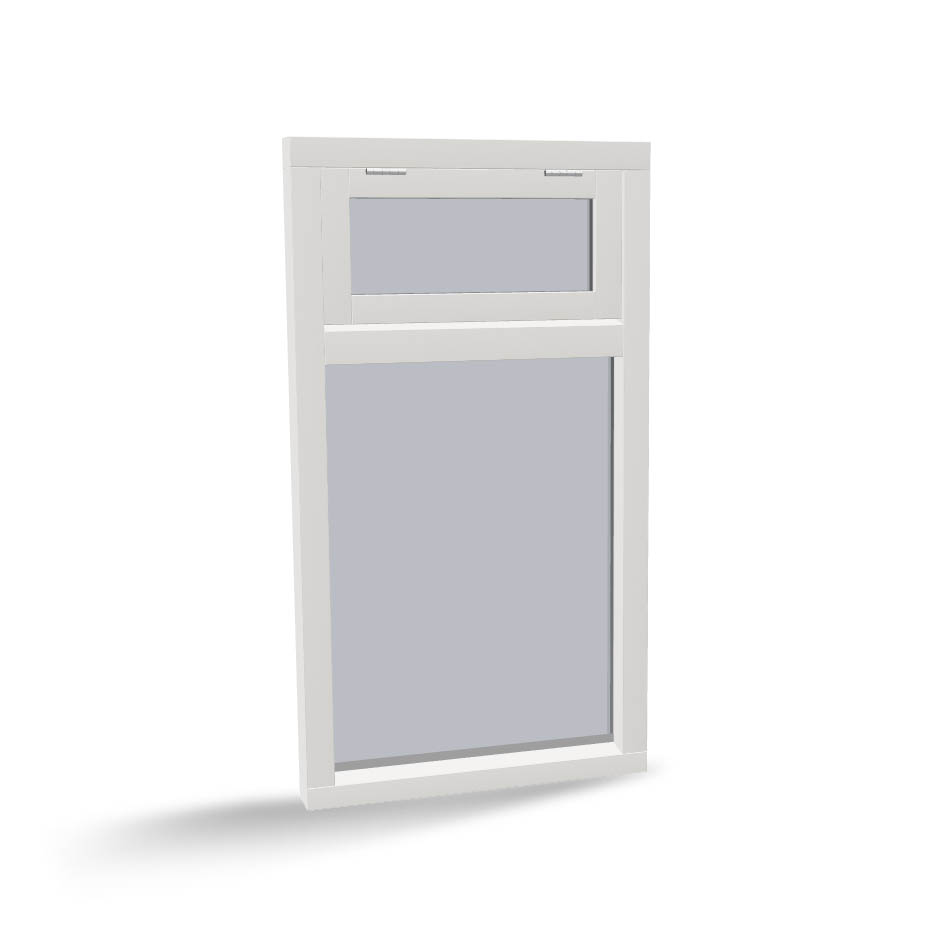 Houten raamkozijn met vast raam en uitzetraam, 2-vaks