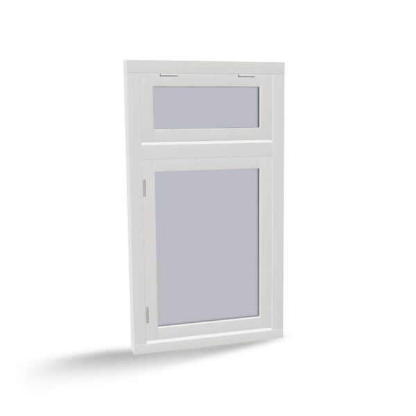 Houten raamkozijn met draairaam en uitzetraam, 2-vaks