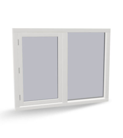 Houten raamkozijn met draairaam en vast glas, 2 vaks