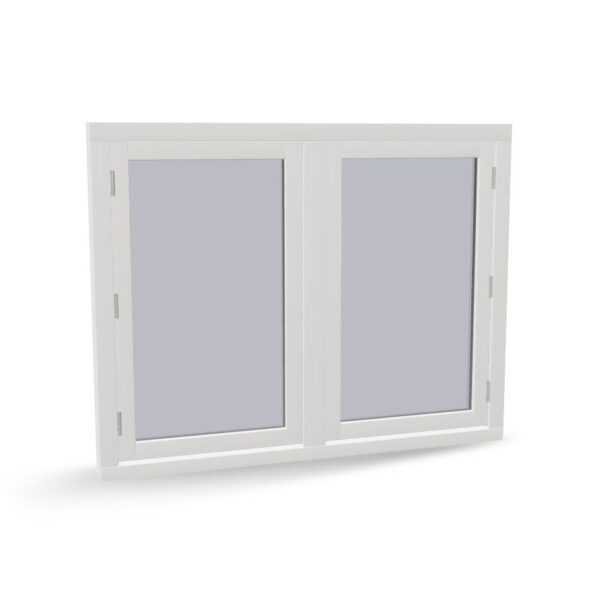 Houten raamkozijn met 2 draairamen, 2-vaks