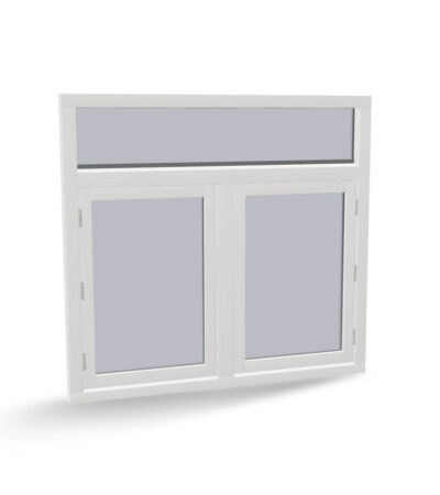 Houten raamkozijn met 2 draairamen en bovenlicht, 3 vaks