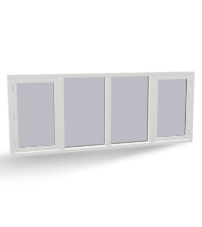 Houten raamkozijn met 2 draairamen en 2 vaste ramen, 4 vaks