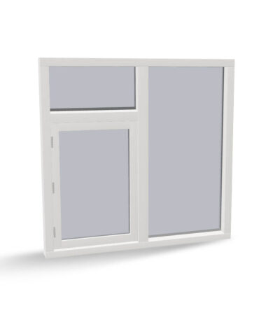 Houten raamkozijn met draairaam, vast raam en bovenlicht