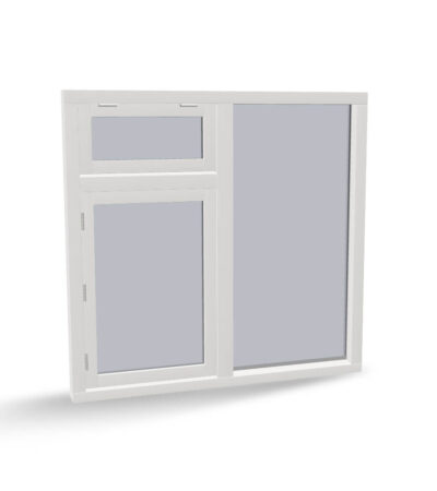 Houten raamkozijn met draairaam, uitzetraam en vast raam, 3 vaks