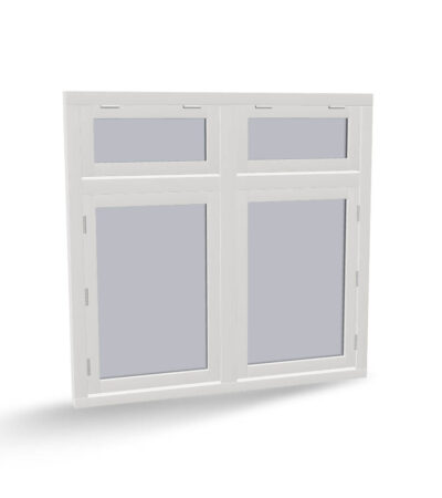 Houten raamkozijn met 2 draairamen en 2 uitzetramen, 4-vaks