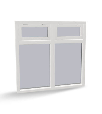 Houten raamkozijn met 2 vaste ramen en 2 uitzetramen, 4-vaks