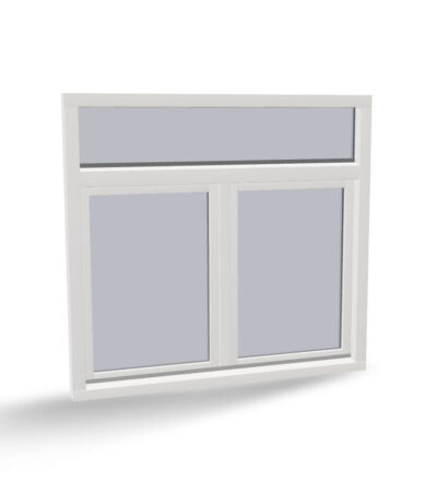 Houten dubbel draaikiepraam met vast glas boven, binnendraaiend