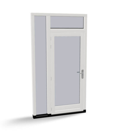 Houten deur met bovenlicht en zijlicht, buitendraaiend