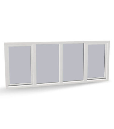 Houten raamkozijn met 2 draaikiepramen en 2 vast glas in het midden