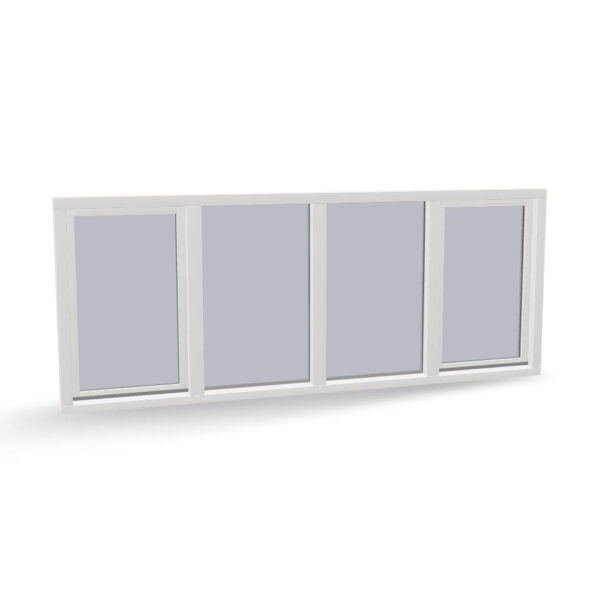 Houten raamkozijn met 2 draaikiepramen en 2 vast glas in het midden