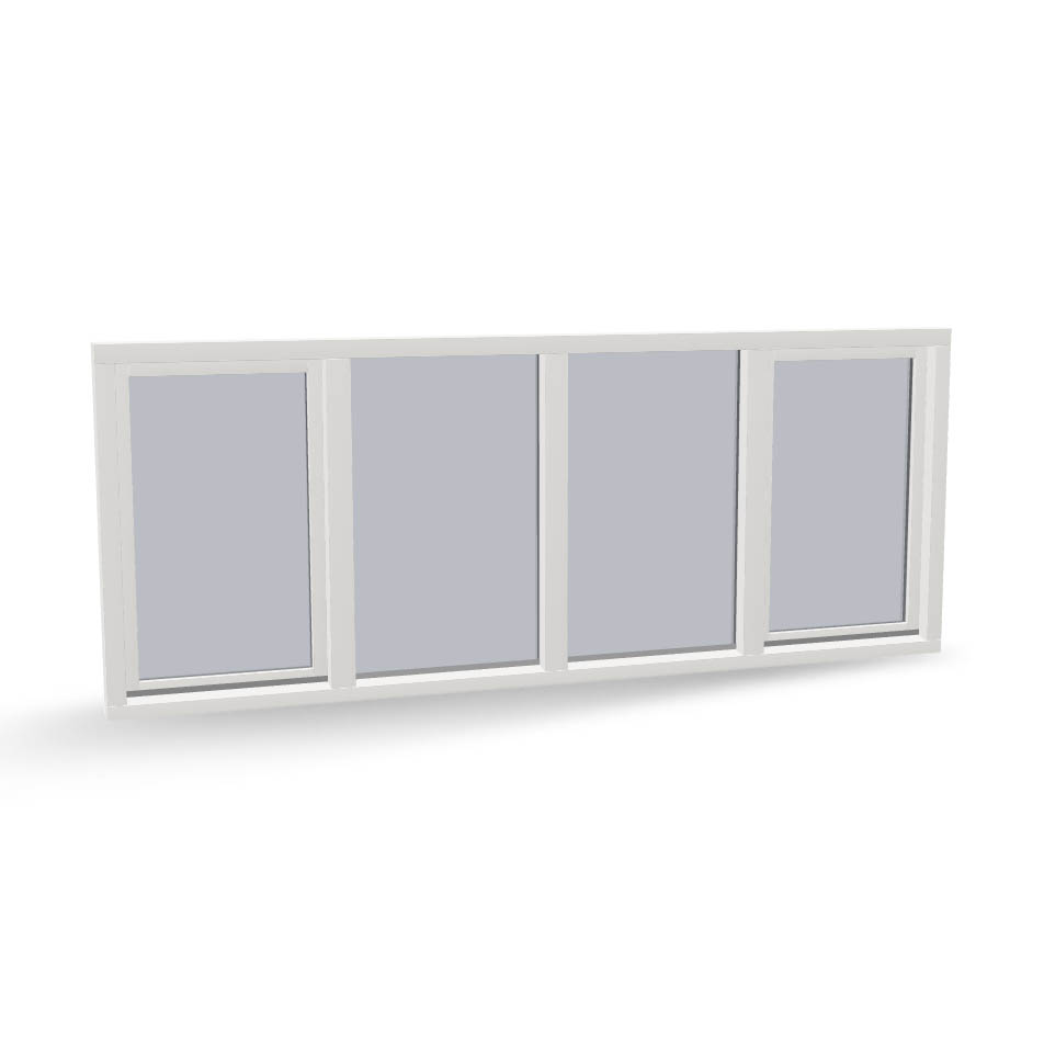 Houten raamkozijn met 2 draaikiepramen en 2 vast glas in het midden