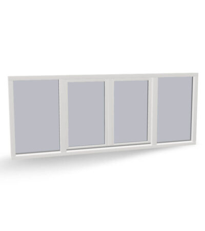 Houten dubbel draaikiepraam met vast glas links en rechts, binnendraaiend