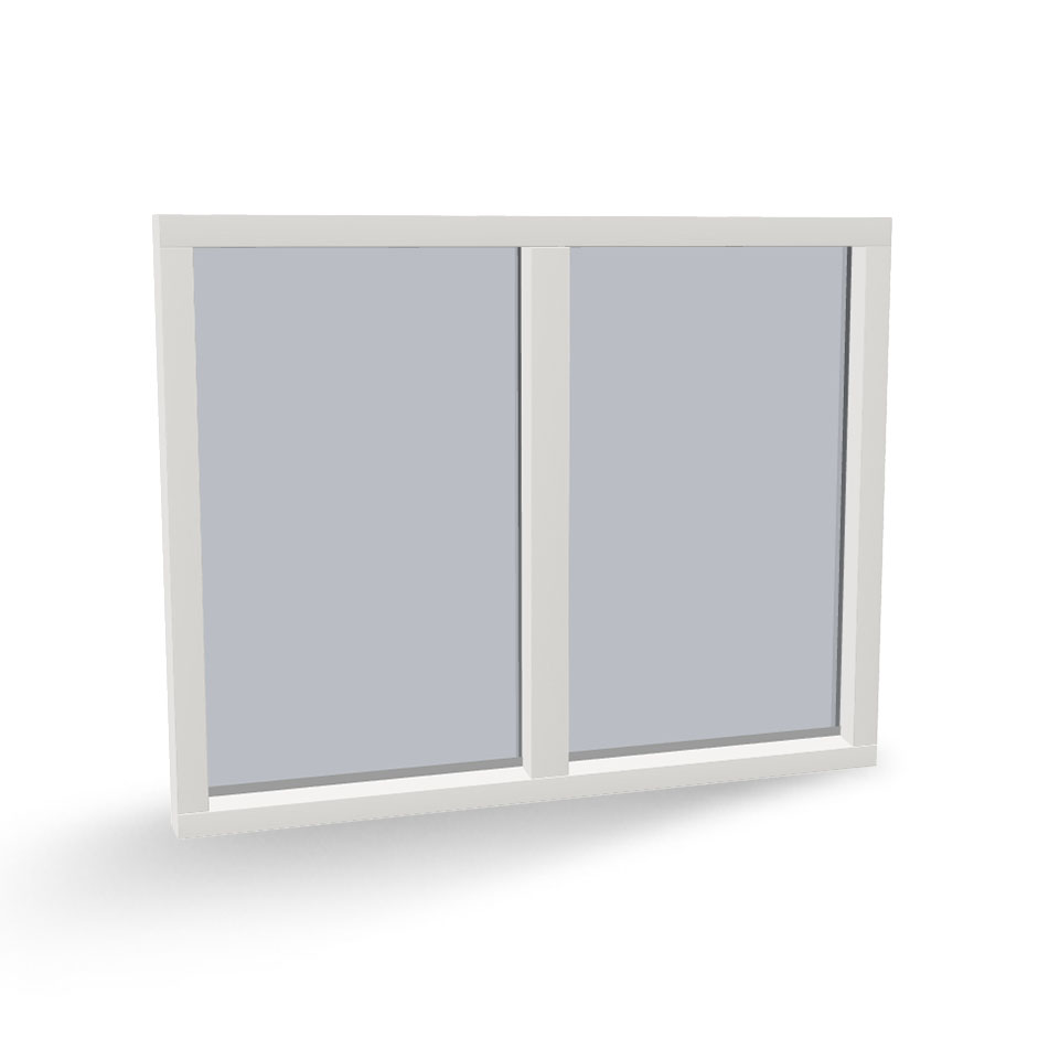 Houten vast glas kozijn 2-vaks naast elkaar - horizontaal