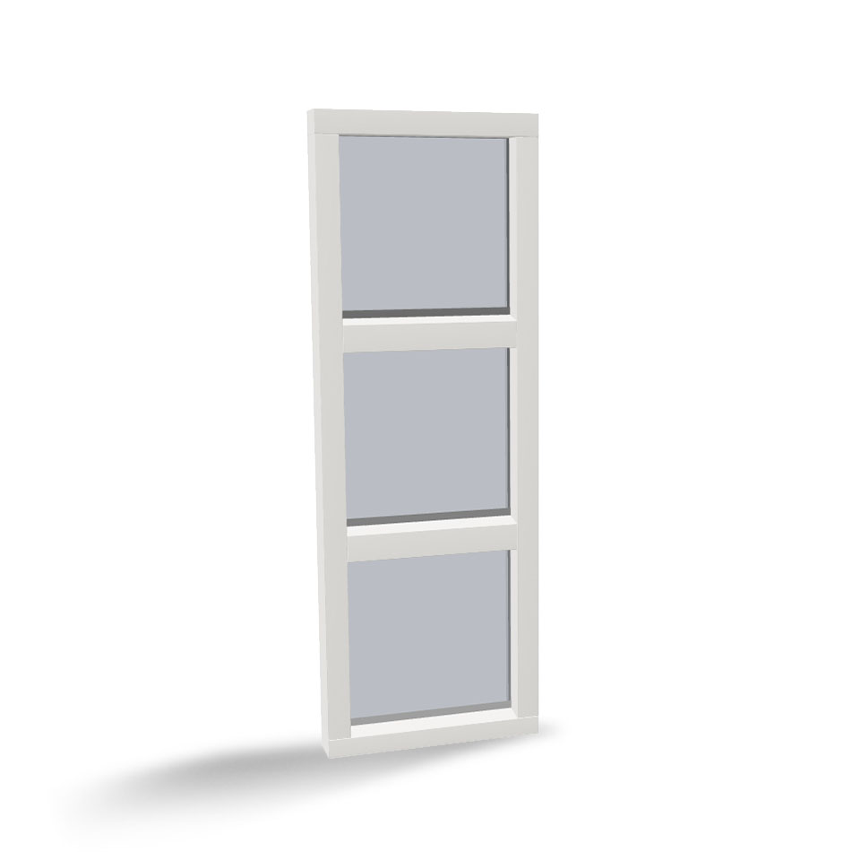 Houten vast glas kozijn 3-vaks boven elkaar - verticaal